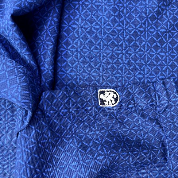 Nat Nast Luxury Originals Shirt Mens XL Blue Short Sleeve Geometric Print Btn Up - Picture 9 of 16